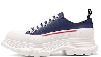 (Women) Alexander McQueen Tread Slick Sneakers 'Navy White Red' 702042WHZ624687 (Women) Alexander McQueen Tread Slick Sneakers 'Navy White Red' 702042WHZ624687