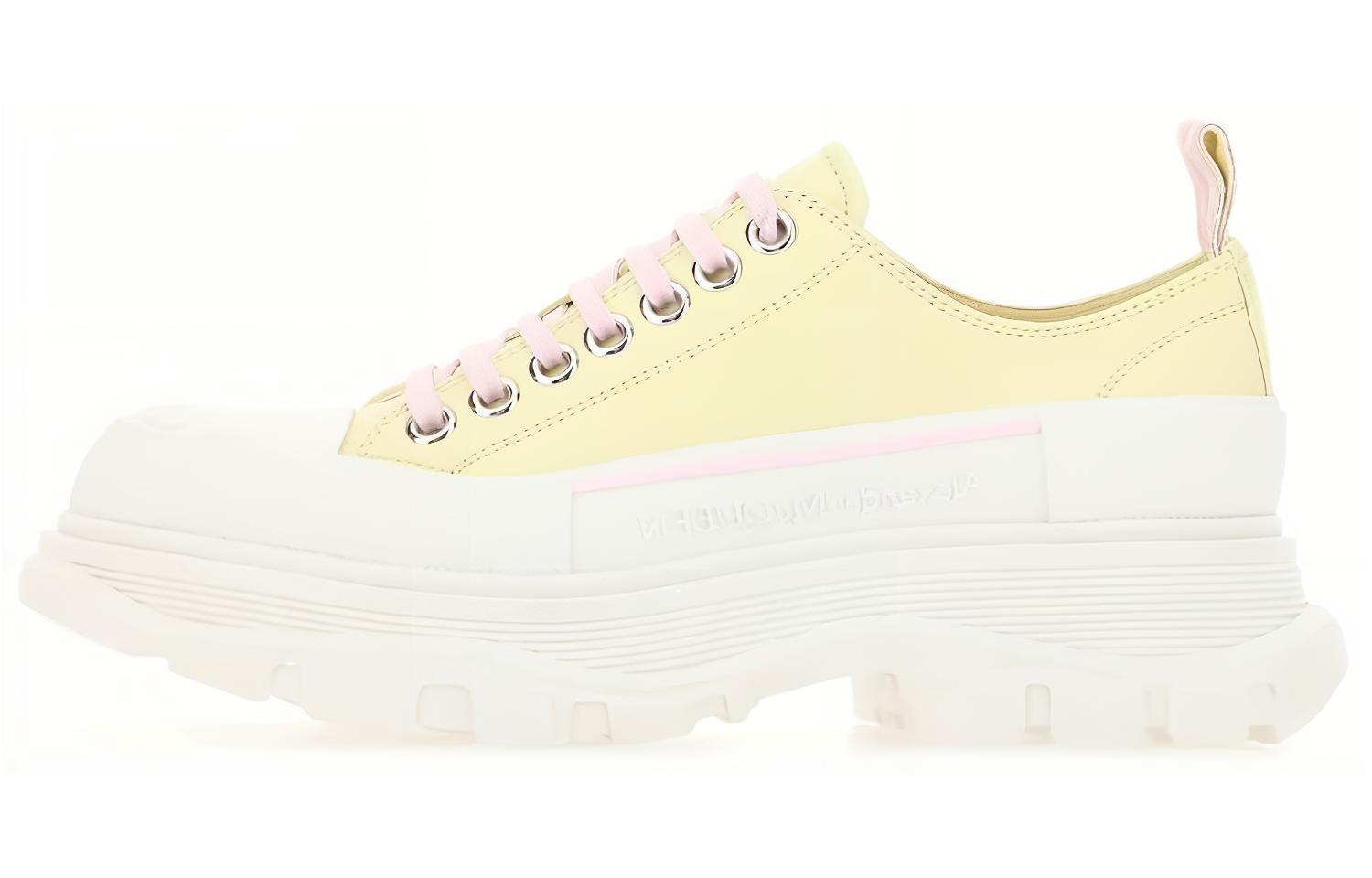 (Women) Alexander McQueen Tread Slick Sneakers 'Yellow White' 702042WHZ627157