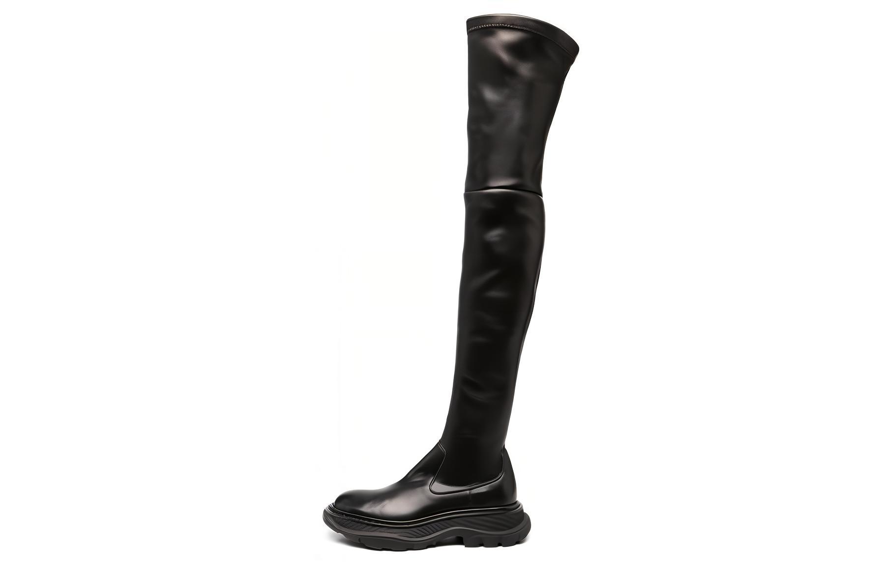 (Women) Alexander McQueen Tread Slick Tall Boot 'Black' 641850-WHSS2-1000