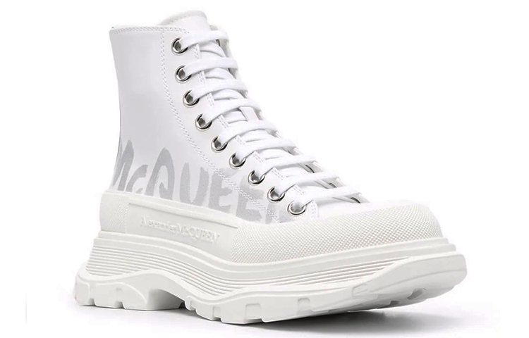 Order (W) Sepatu Boot Tinggi Alexander McQueen Tread Slick 'White' 679529WIABD9071