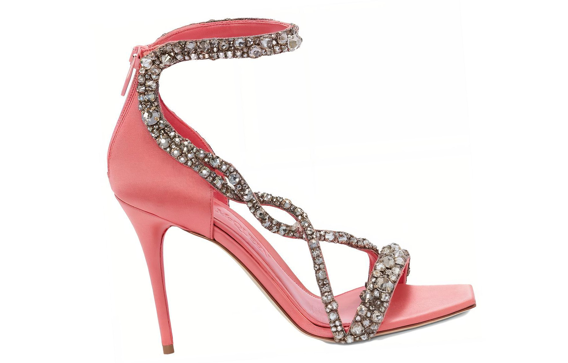 (W) Alexander McQueen Crystal-Cuff Stiletto Heel 'Coral Crystal Silver' 圖 2