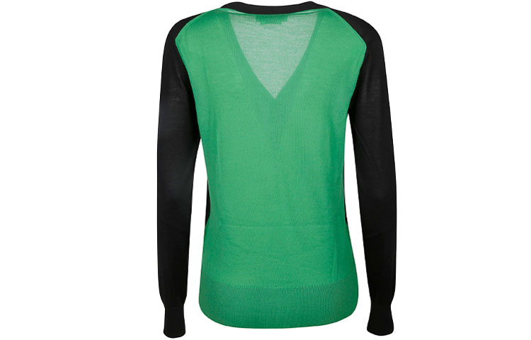 Lookbook (W) Alexander McQueen Kardigan Rajut Leher V Blok Warna Hitam 667839-Q1AVV-1096