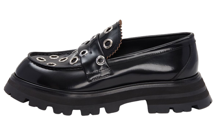 (Women) Alexander McQueen Wander 'Black Leather' 733044WIC651081