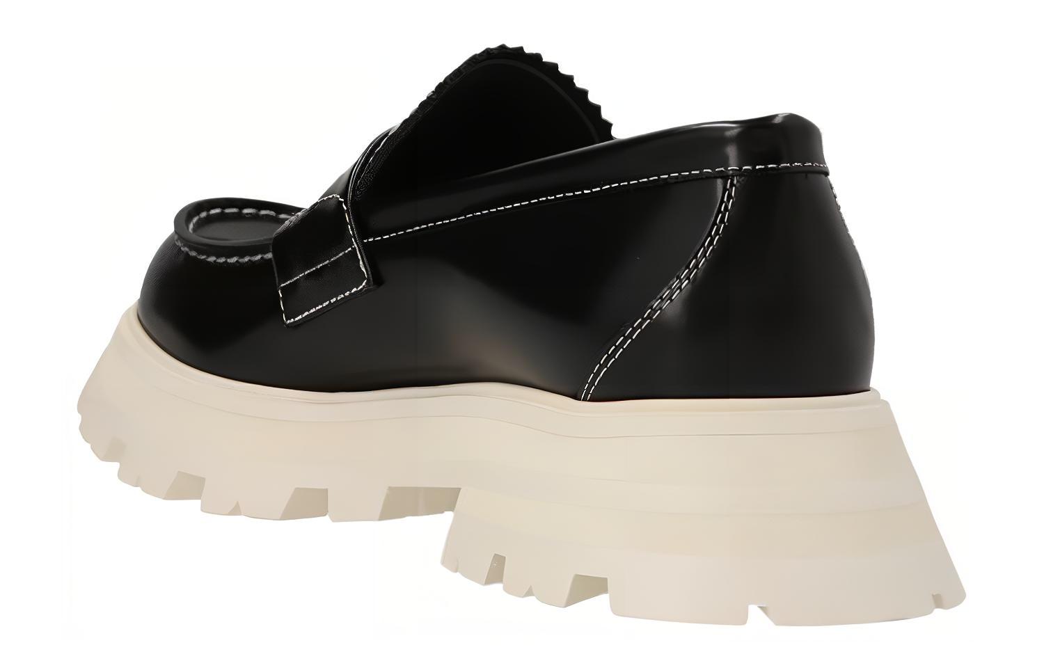 Lookbook (W) 亚历山大·麦昆Wander黑色皮革时尚厚底便鞋 708061WIC6K1075