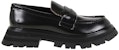 (W) Alexander McQueen Wander Kasut Kulit Loafers 'Hitam Teras' 685690WHZ851081