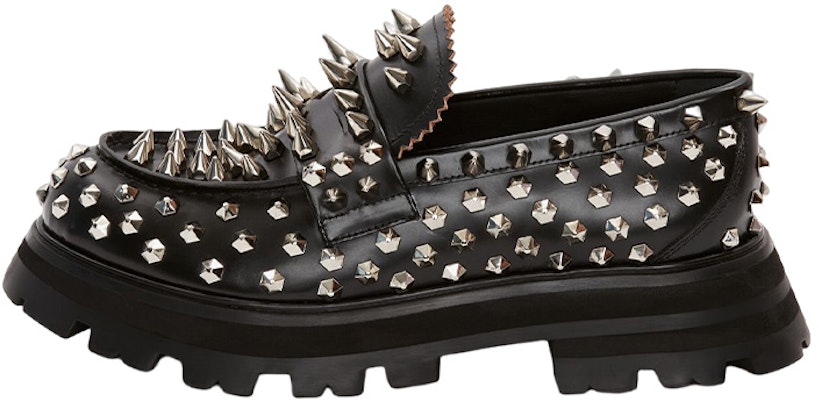 (Women) Alexander McQueen Wander Loafer 'Black Silver Studs' 708062WIC651081 Buy (Women) Alexander McQueen Wander Loafer 'Black Silver Studs' 708062WIC651081