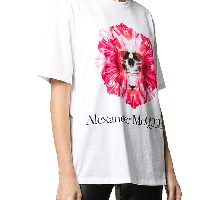 (Women) Alexander McQueen White T-Shirt with Pink Skull Logo Print 611029-QZAA8-0900 圖 3