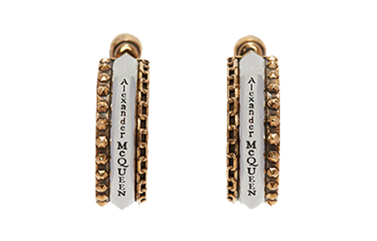 (Women) Alexander McQueen Yellow Brass Skull Earrings 677694J160Z1334