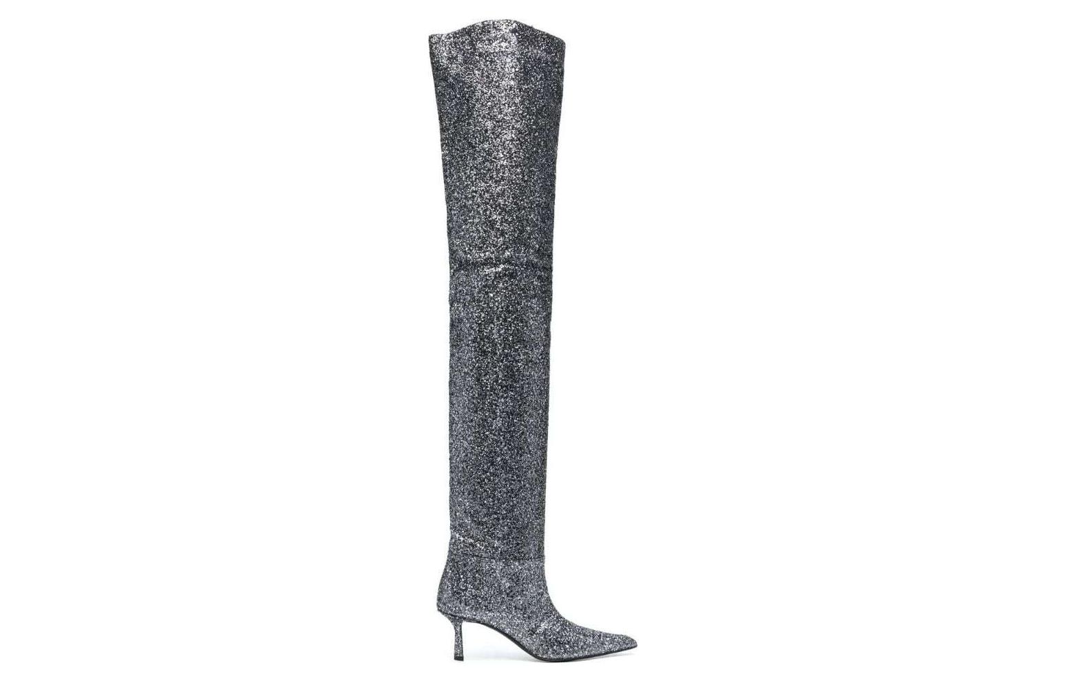 Order (W) Alexander Wang 7.5cm 'But Thigh-High Silver Pointed-Toe' 30123B008028