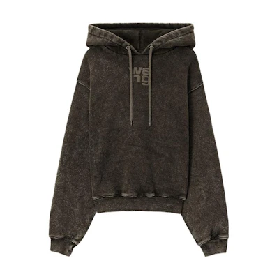 (Women) Alexander Wang Army Green Logo Print Hoodie with Adjustable Drawstring. 4CC3232072-305