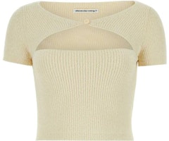 (Women) Alexander Wang Beige Solid Crewneck Cut-Out Short Sleeve T-Shirt 4KC3231035-273 (Women) Alexander Wang Beige Solid Crewneck Cut-Out Short Sleeve T-Shirt 4KC3231035-273