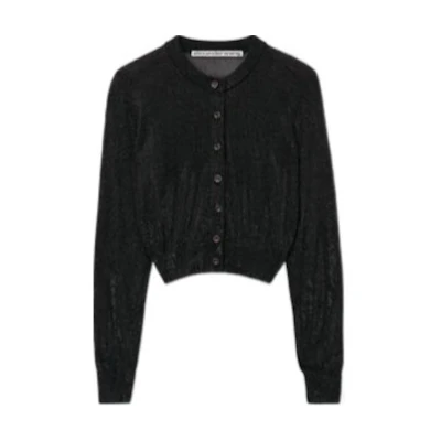 (Women) Alexander Wang Black Buttoned Cropped Long Sleeve Shirt. 1KC1243037-001
