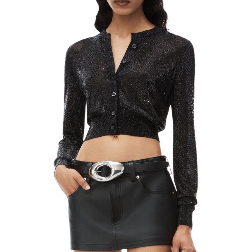 Details for (Women) Alexander Wang  Black Buttoned Cropped Long Sleeve Shirt. 1KC1243037-001