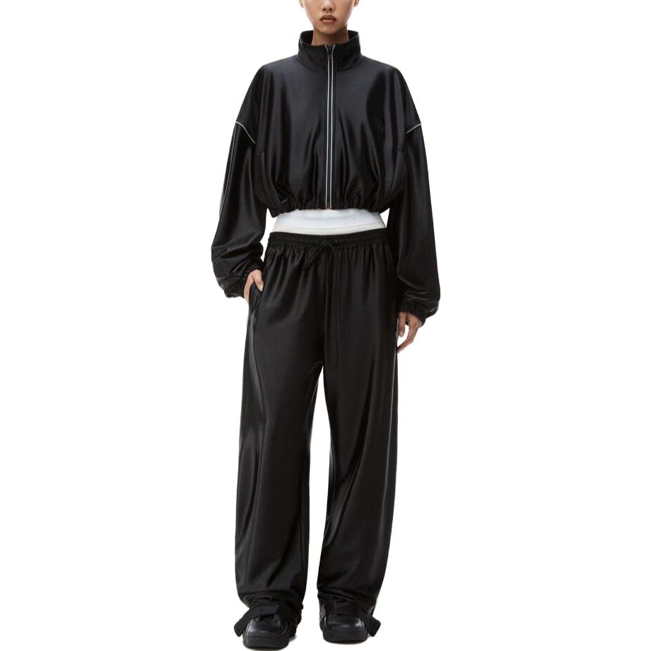 Lookbook (W) Alexander Wang Jaket Pendek Hitam Colorblock dengan Resleting dan Kerah Tinggi. 4CC4232074-001