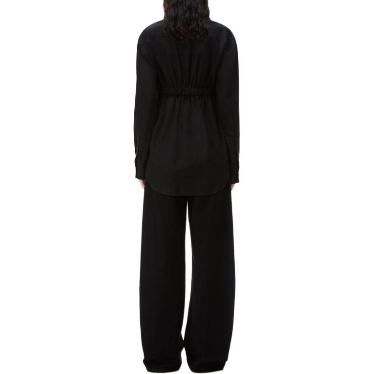 Shop (W) アレキサンダーワン ブラック コットン 長袖 シャツ ベルトデザイン付き 1WC1241877-001
