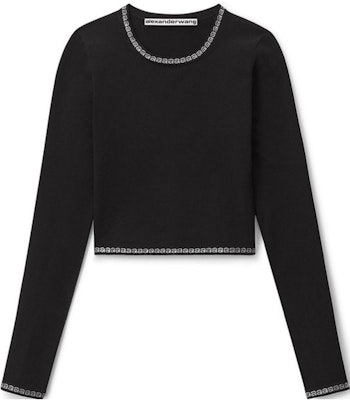 (W) Alexander Wang 黑色長袖短版針織上衣 1KC2231047-001 Buy (W) Alexander Wang 黑色長袖短版針織上衣 1KC2231047-001