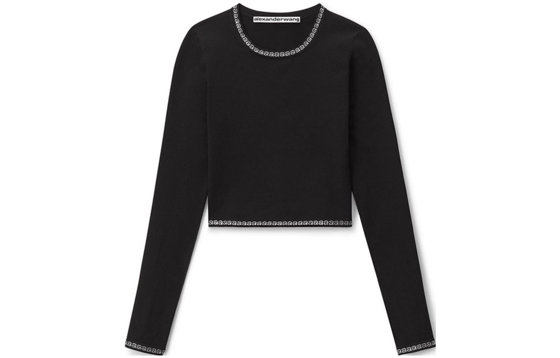 Order (W) Alexander Wang 黑色長袖短版針織上衣 1KC2231047-001