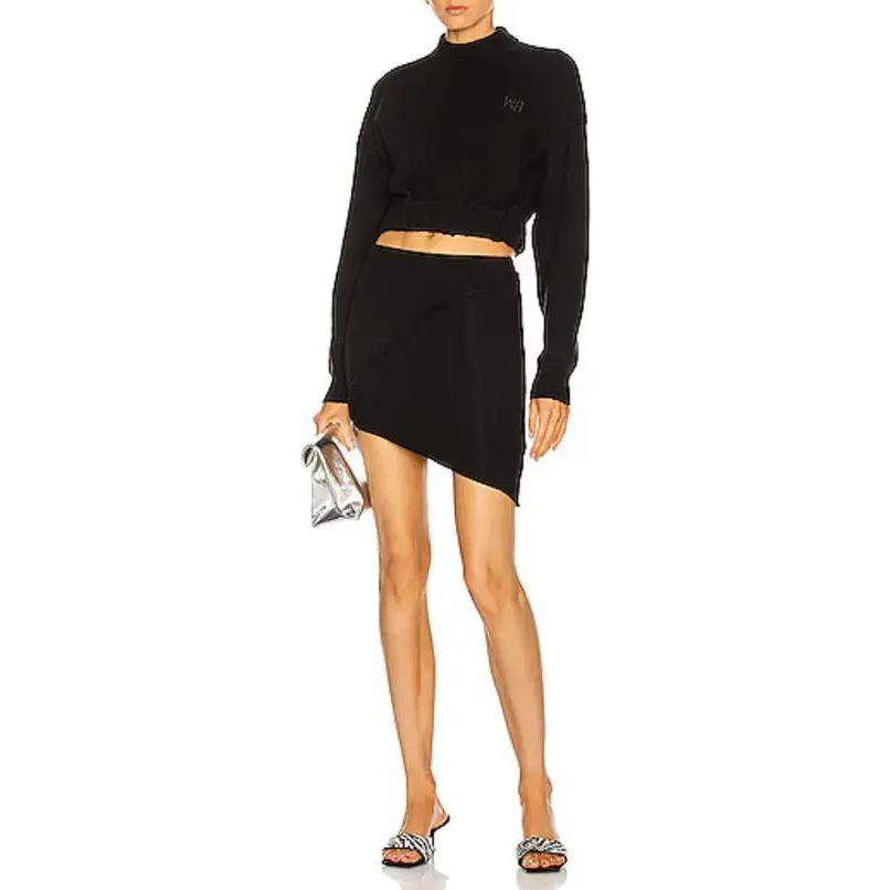 Lookbook (Women) Alexander Wang  Black Cropped Pullover Sweater with Embroidered Logo. 4KC2201009-110