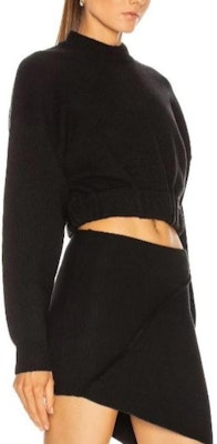 (Women) Alexander Wang Black Cropped Pullover Sweater with Embroidered Logo. 4KC2201009-110 Purchase (Women) Alexander Wang Black Cropped Pullover Sweater with Embroidered Logo. 4KC2201009-110