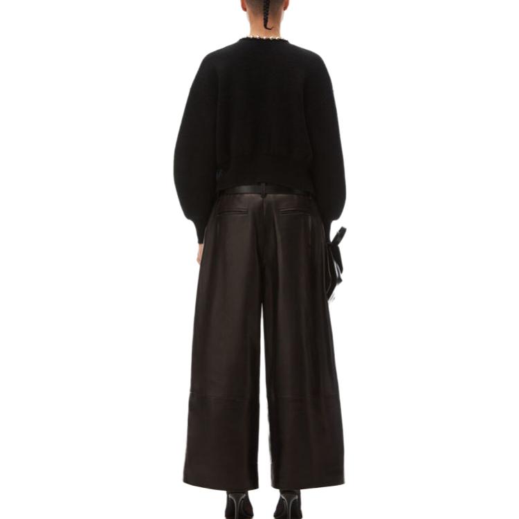 Shop (Women) Alexander Wang  Black Knit Cardigan with Ball Chain Trim Crew Neck. 1KC4233071-001