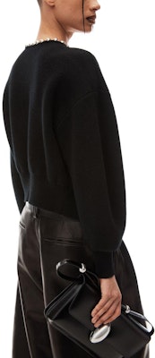 (Women) Alexander Wang Black Knit Cardigan with Ball Chain Trim Crew Neck. 1KC4233071-001 Purchase (Women) Alexander Wang Black Knit Cardigan with Ball Chain Trim Crew Neck. 1KC4233071-001