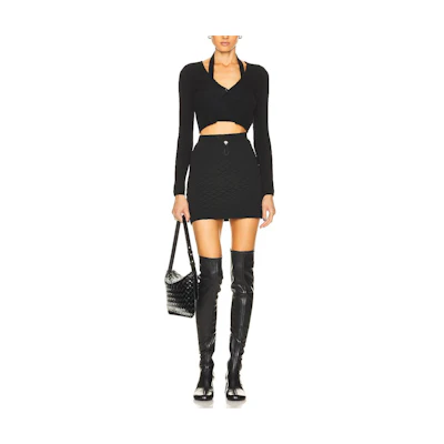 (Women) Alexander Wang Black Knit Halter Cardigan and Tank Top Two-Piece Set. 4KC3221021-001