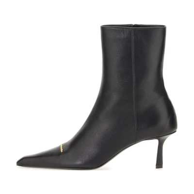 (W) Alexander Wang 'Black Leather Pointed-Toe Ankle Boots'