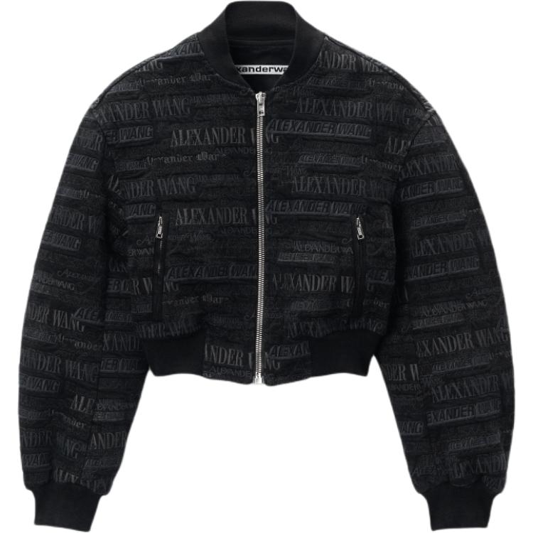 (Women) Alexander Wang  Black Letter Print Loose Fit Zip-Up Jacket 1WC3242331-011