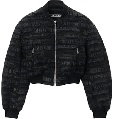 (W) 亚历山大王 黑色字母印花宽松拉链夹克 1WC3242331-011 Order (W) 亚历山大王 黑色字母印花宽松拉链夹克 1WC3242331-011