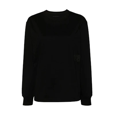 (Women) Alexander Wang Black Logo Cotton Crewneck Long Sleeve T-Shirt. 4CC3241519-001