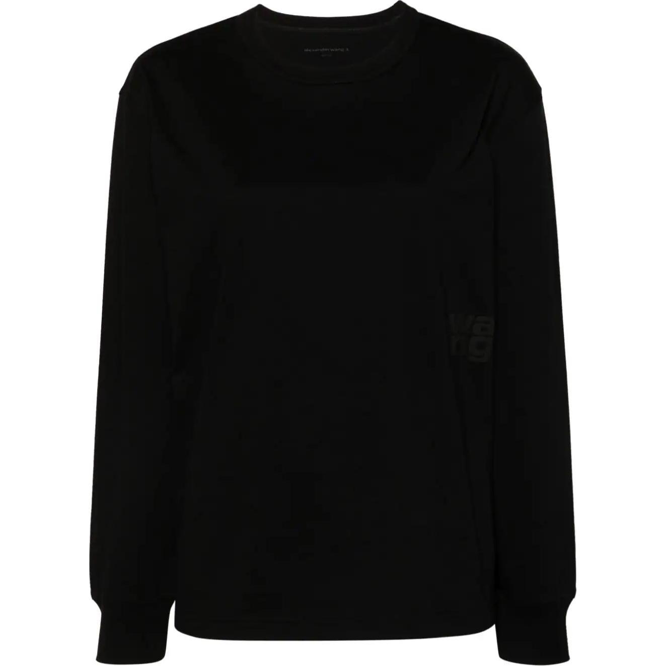 Order (Women) Alexander Wang  Black Logo Cotton Crewneck Long Sleeve T-Shirt. 4CC3241519-001