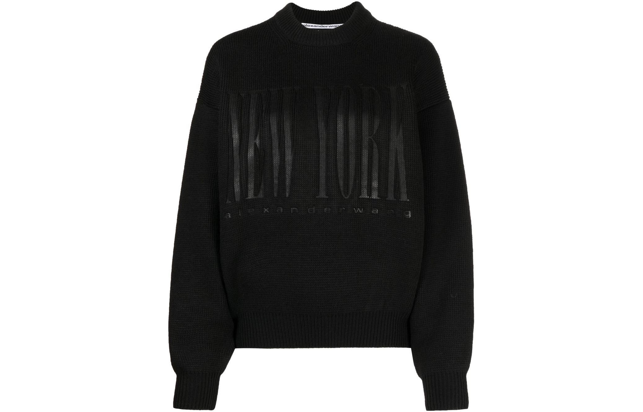 Order (Women) Alexander Wang  Black Logo Crewneck Printed Long Sleeve Sweater. UKC1231057-100