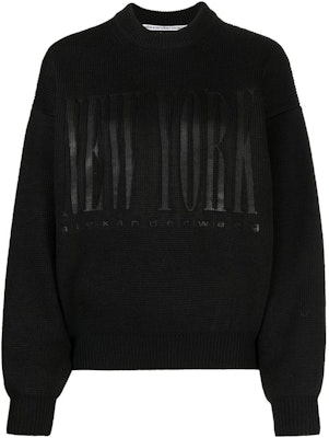 (Women) Alexander Wang Black Logo Crewneck Printed Long Sleeve Sweater. UKC1231057-100 Order (Women) Alexander Wang Black Logo Crewneck Printed Long Sleeve Sweater. UKC1231057-100