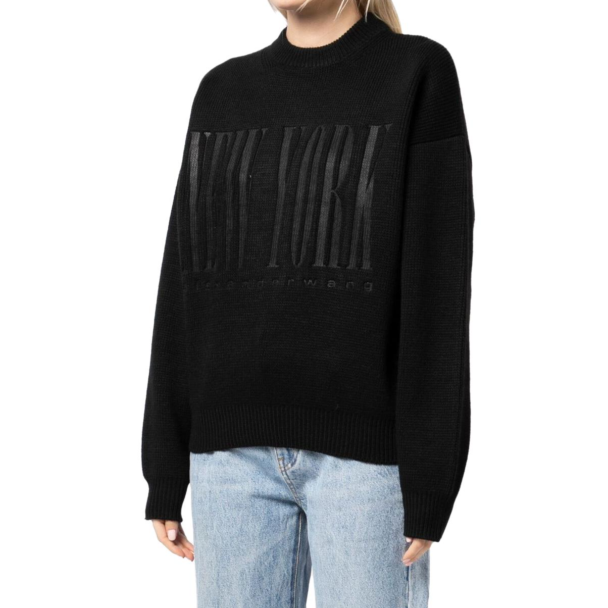 Lookbook (Women) Alexander Wang  Black Logo Crewneck Printed Long Sleeve Sweater. UKC1231057-100