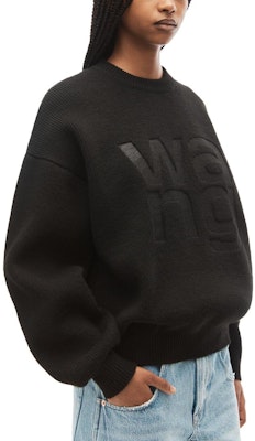 (W) 알렉산더 왕 블랙 로고 프린트 크루넥 스웨터 4KC4231020-001 Details for (W) 알렉산더 왕 블랙 로고 프린트 크루넥 스웨터 4KC4231020-001