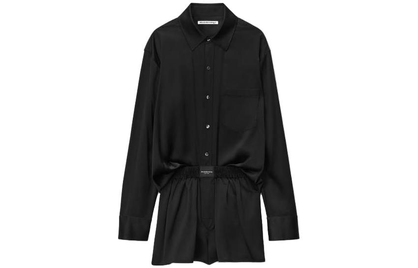 (Women) Alexander Wang  Black Long Sleeve Button-Up Romper SS24 4WC1247043-001