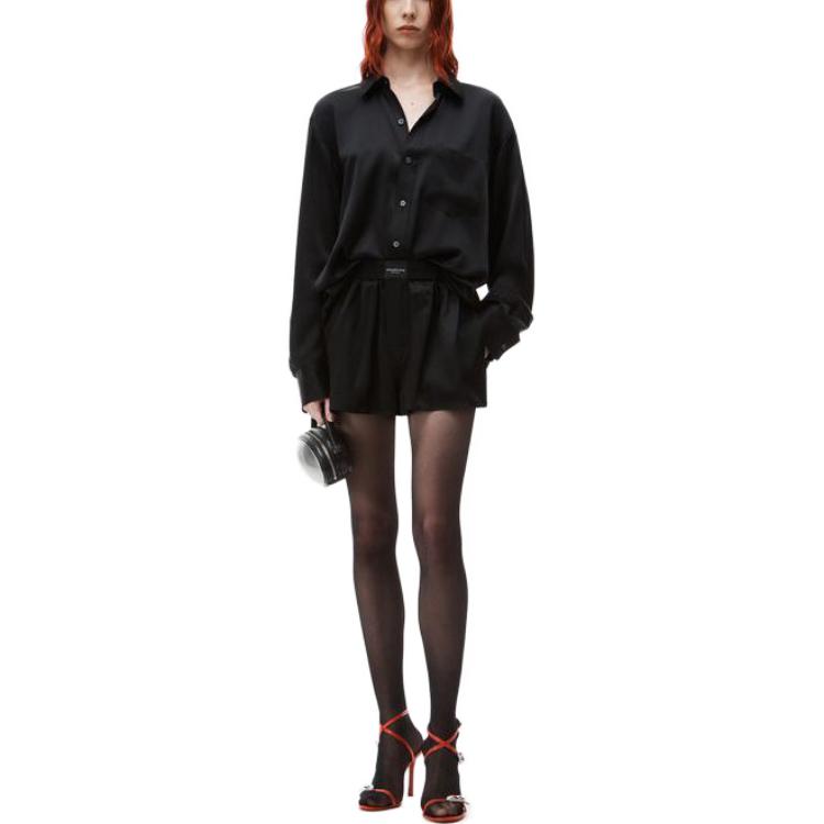 Lookbook (Women) Alexander Wang  Black Long Sleeve Button-Up Romper SS24 4WC1247043-001