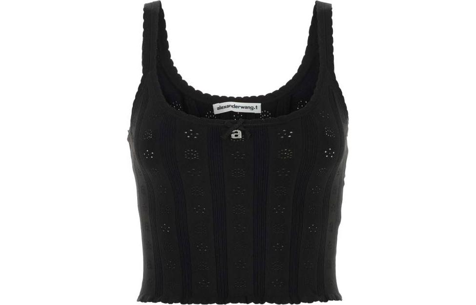 (Women) Alexander Wang  Black Long Sleeve Starfish Off-Shoulder Top. 4KC3231023-001