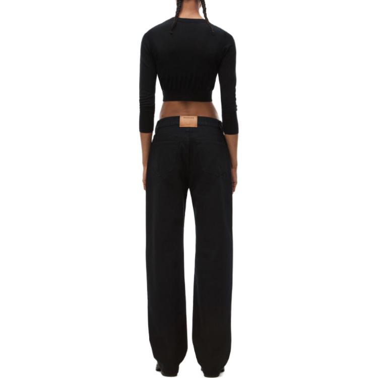 (Women) Alexander Wang  Black Loose Fit Letter Print Straight Jeans. 4DC1244247-011 圖 4