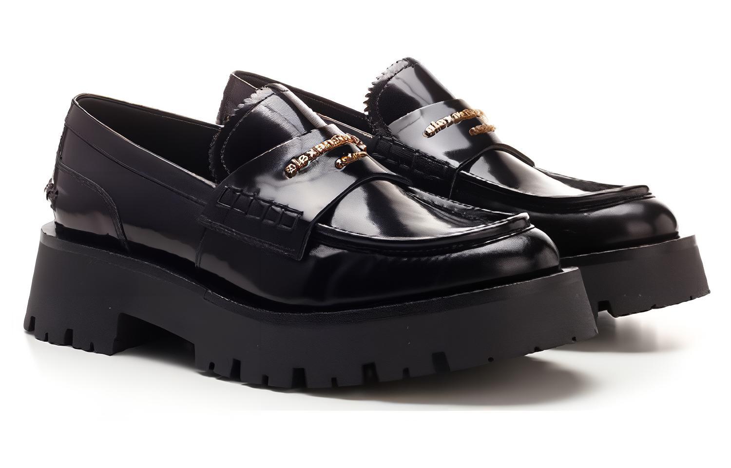 Lookbook (W) Alexander Wang 'Loafer Kulit Hak Sedang Rumbai Hitam' 30122F028001