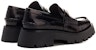 (W) Alexander Wang 'Loafers Kulit Hitam Bertumit Sederhana dengan Rumbai' 30122F028001