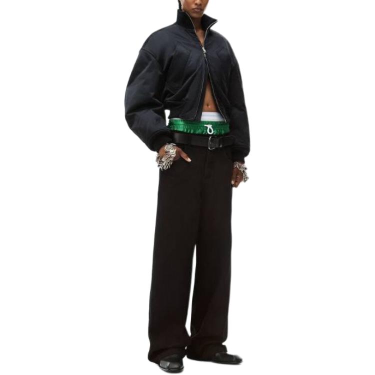 Lookbook (Women) Alexander Wang  Black Patchwork Lace-Up Straight-Leg Jeans 4DC1244203011