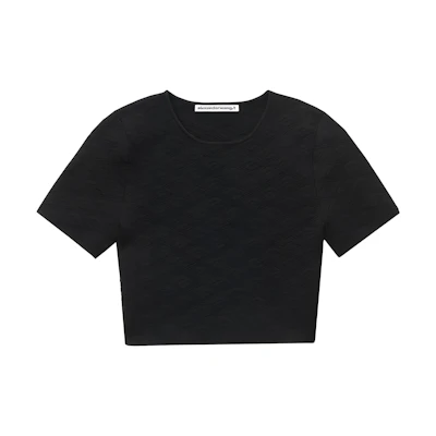 (Women) Alexander Wang Black Plain Crew Neck Slim Fit T-Shirt 4KC3231056-001