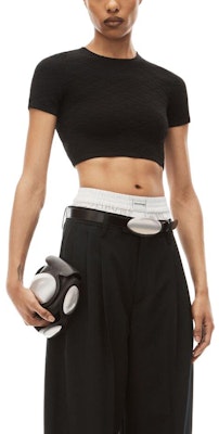 (W) Alexander Wang Camiseta Negra Ajustada de Cuello Redondo Simple 4KC3231056-001 Lookbook (W) Alexander Wang Camiseta Negra Ajustada de Cuello Redondo Simple 4KC3231056-001