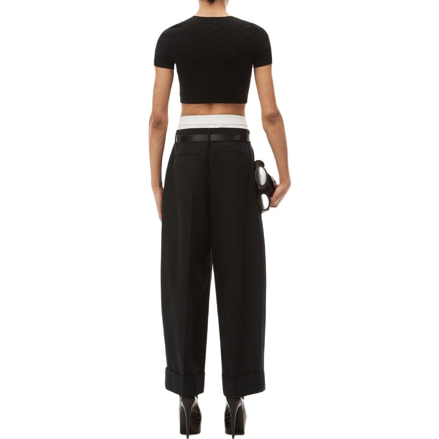 Shop (W) Alexander Wang Camiseta Negra Ajustada de Cuello Redondo Simple 4KC3231056-001