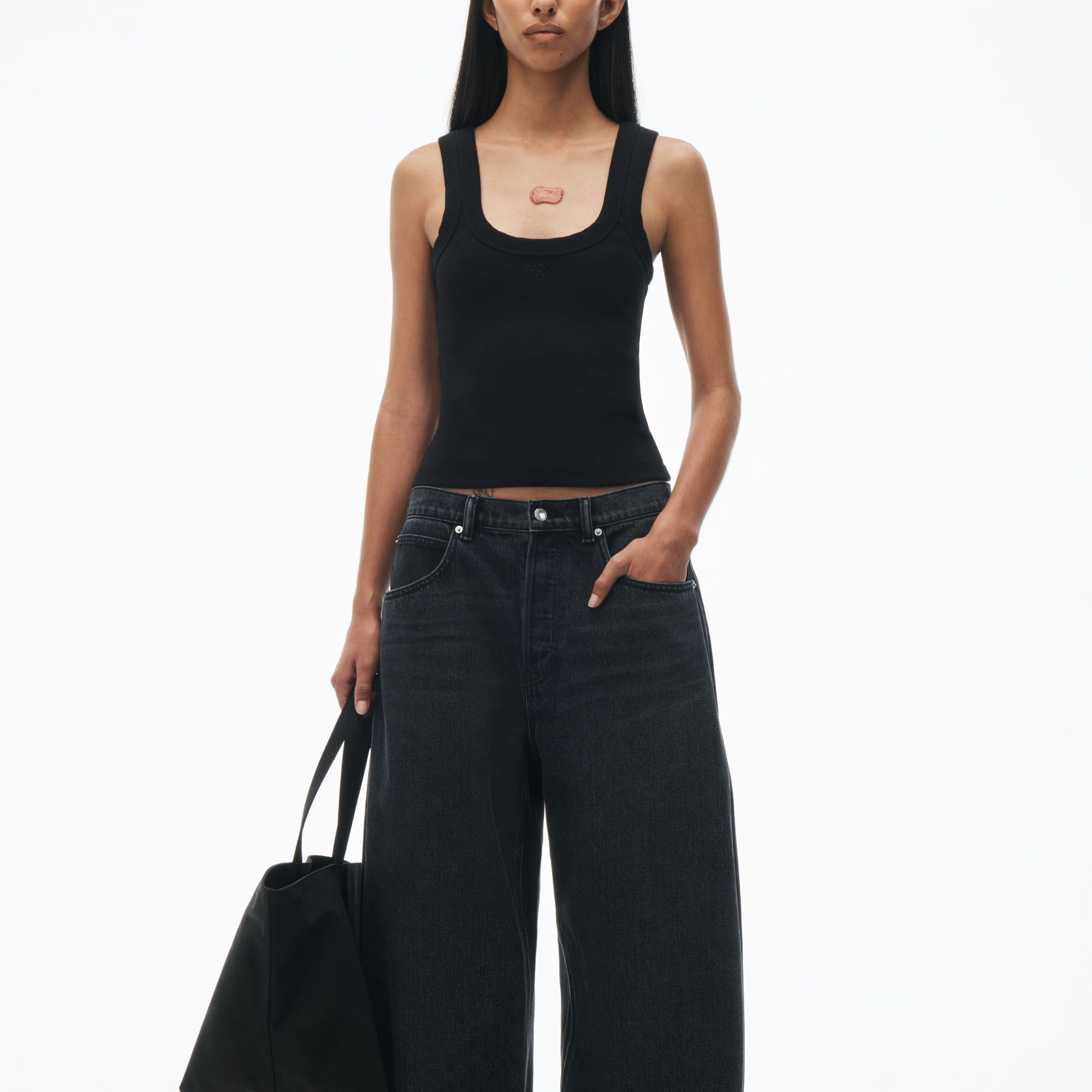 Lookbook (W) アレキサンダー・ワン ブラック スリムフィット 快適 タンクトップ. 4CC2241455001