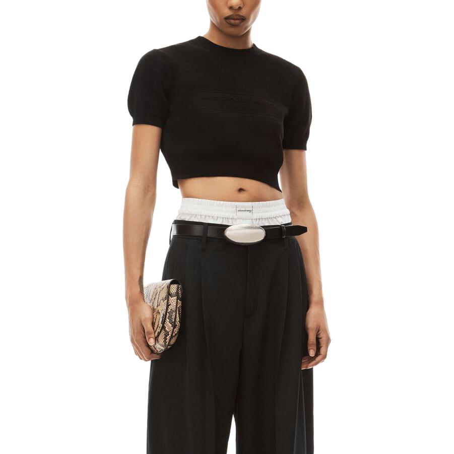 Purchase (W) Alexander Wang 黑色修身圓領短袖T恤 1KC3231037-001