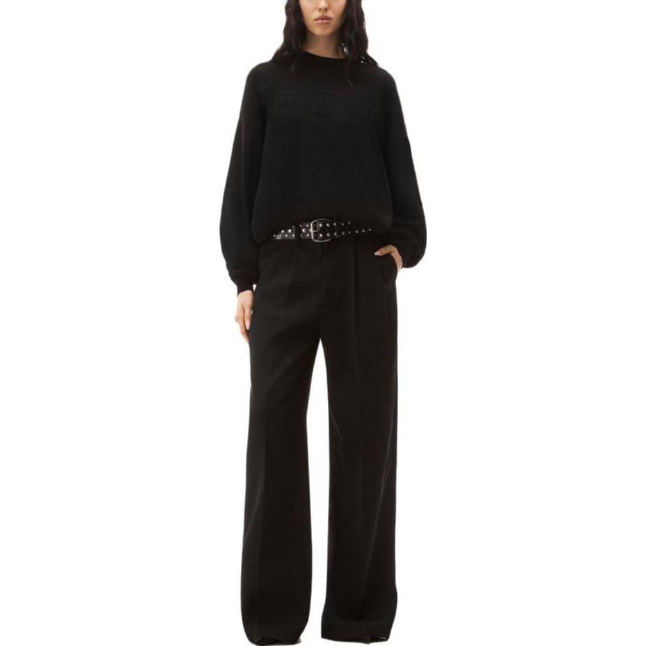Shop (Women) Alexander Wang  Black Solid Color Crewneck Sweater Pullover. 1KC3231017-001