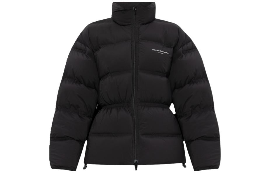 (Women) Alexander Wang  Black Solid Color Down Jacket with Stand Collar & Zip Waist. 1WC4233235-001