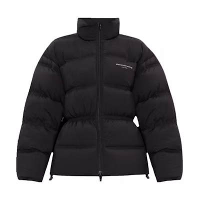 (Women) Alexander Wang Black Solid Color Down Jacket with Stand Collar & Zip Waist. 1WC4233235-001